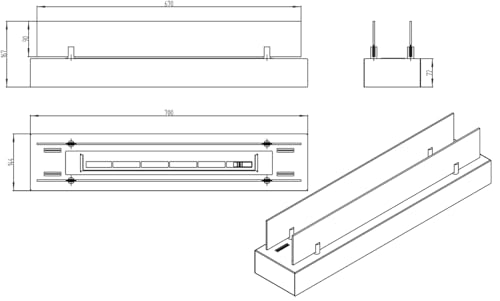 Ethanolkamin 700mm - EIN Einsatz für einen klassischen Kamin. Bio-ethanolkamin zum Aufstellen auf einem Tisch, Boden oder in einem holzbefeuerten Kamin. Bioethanol Kamin mit Glas. – Bild 8