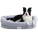 bilypaws Orthopedic Dog Bed for Large Dogs, Pet Sofa Bed with Egg Crate Foam, 4-Sided Bolster, Removable Washable Cover & Anti-Slip Bottom, Large Gray