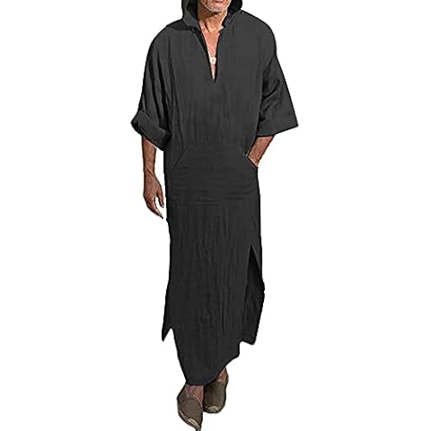 YAOHUOLE Casual V-Neck Long Gown with Hoodie Cover