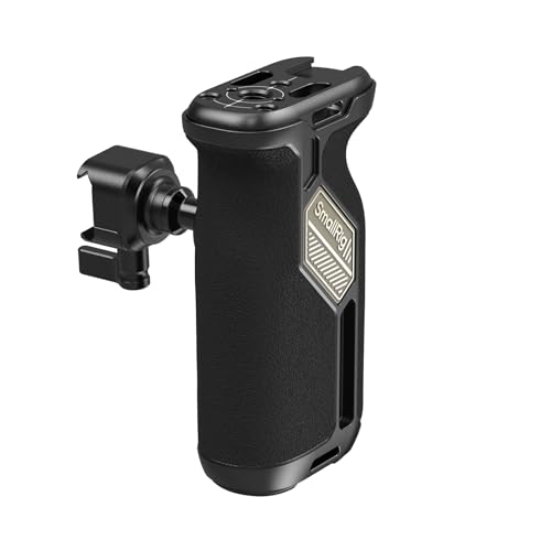 Image of SmallRig Push-Button Rotating NATO Side Handle for Left and Right Hand, 360 Rotatable Side Handle with Anti-Slip Silicone, Camera Grip with Built-in Threaded holes, Wrist Strap Hole, Cold Shoe - 4359