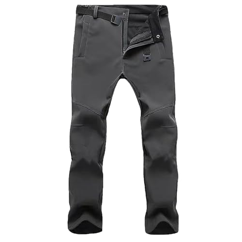 YAOJIWANG Pantalones Hombre Trekking Impermeables Pantalones Montaña Pantalón Nieve Pantalón Senderismo Hombre Snowboard Invierno Cortaviento Polar Forrado Aire Libre Pantalon Caza Hombre Gris Largos
