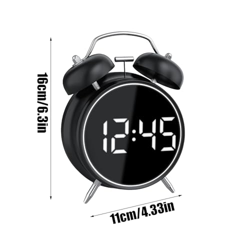 Despertador digital diseño vintage pequeño de dos campanas con luz para niños 7