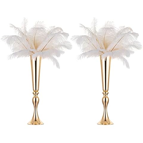 Nuptio 2 Pcs 21.9" Height Versatile Metal Wedding Centerpieces Vase, Metal Trumpet Vase, Road Lead for Wedding Party Dinner Centerpiece for Anniversary Ceremony Party Birthday Event Decor Cover