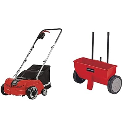 Foto di Einhell GC-SA 1231/1 Scarificatore arieggiatore elettrico (230 V, 50 Hz, 1200 W, largh. 31 cm, sacco raccolta 28 lt, 3 regolazioni profondità di lavoro) & GC-SR 12 Carrello Spargitore, ‎Standard