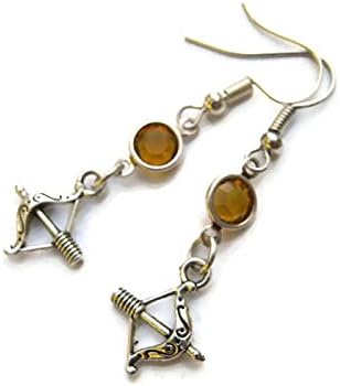 Bow and Arrow Birthstone Earrings, Personalized Archer Earrings, Archery Jewelry, Shooting Gift