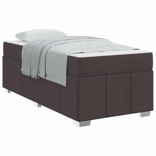 vidaXL Estructura de Cama con colchón Marrón Oscuro 90 x 190 cm Tela, Muebles de Dormitorio, Cama de Tela Moderna, Base Box Spring Resistente, colchón de resortes Individuales