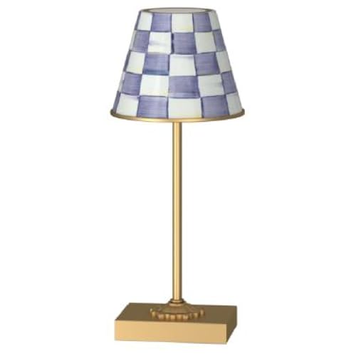 Image of MACKENZIE-CHILDS LED Cafe Table Lamp, Purple-and-White Violet Check