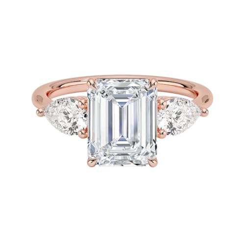 2 CT Emerald Cut Lab Grown Diamond Luxe Three Stone Engagement Ring