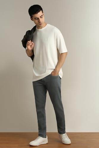 Image of Peter England Men's Slim Tapered Jeans | Denim | Casual Wear | Modern Fit