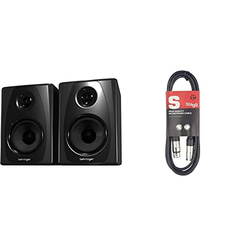 Behringer Studio 50Usb Paire D'Enceintes de Monitoring Actives Numériques Haute Résolution Bi-Amplification, 150 Watts avec Entrée USB & Stagg 3 m Câble Microphone XLR - XLR de Haute Qualité - Noir
