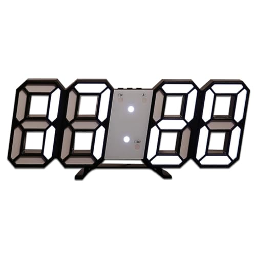 デジタル時計 置き時計 目覚まし時計 壁掛け 3D 温度計 LED インテリア ウォール クロック おしゃれ 光る 韓国 (ブラック)