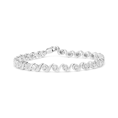 Haus of Brilliance .925 Sterling Silver 1/2 Cttw Round Diamond Halo S-Link Bracelet (I-J Color, I2-I3 Clarity) - 7.25"