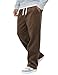 Csqopt Mens Brown Casual Relaxed Fit Pants Fashion Loose Fit Wide Leg Trousers Straight Sweatpants Brown L