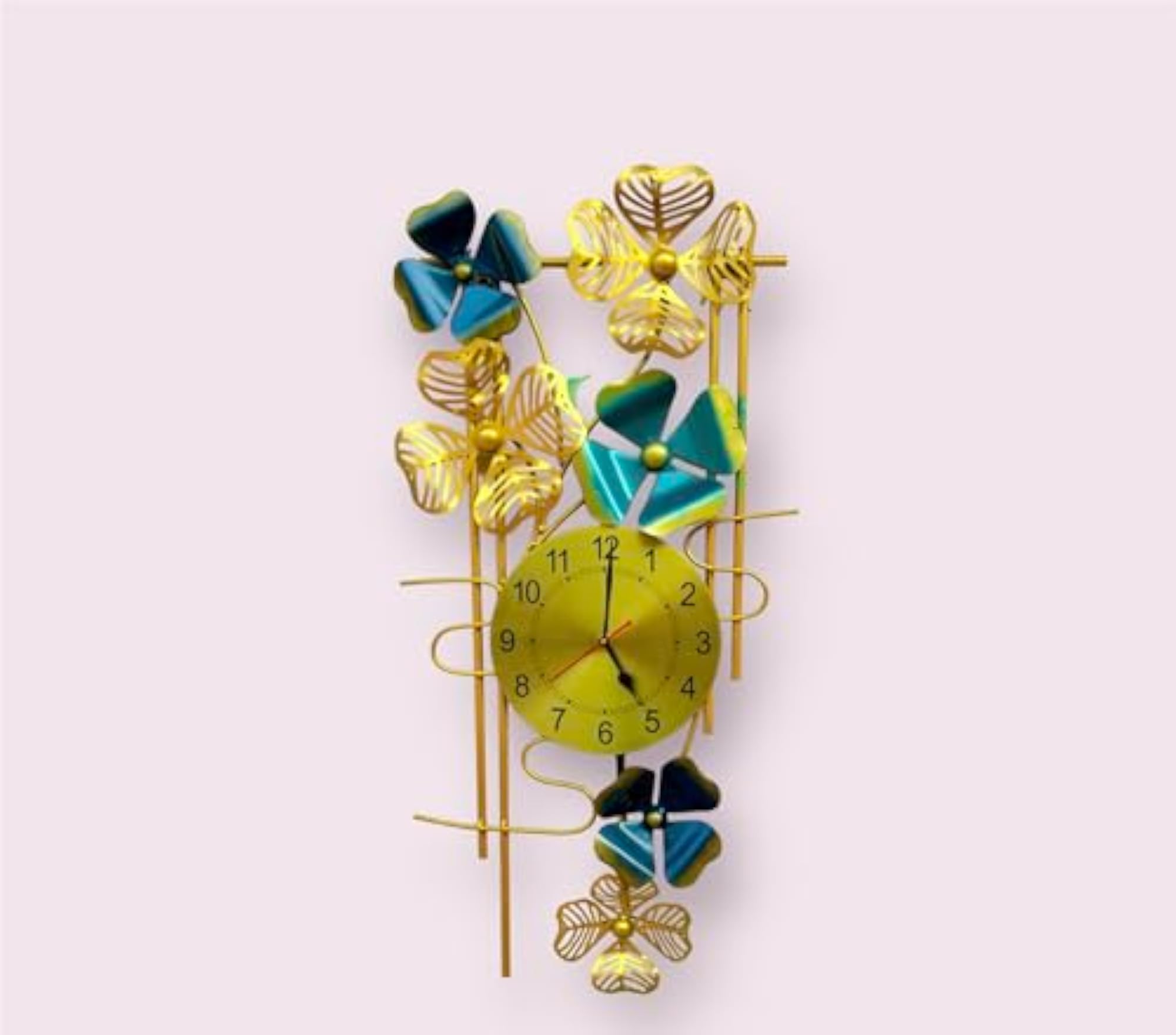 Floral Decorative Metal Hanging Wall Clock
