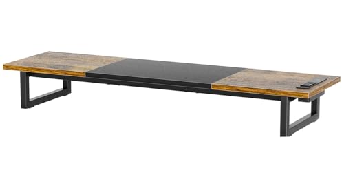 Simple Trending Dual Monitor Stand Riser Wood Computer Desk Organizer for 2 Monitors Extra Long TV Stand for Laptop Office iMac