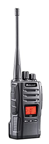 Midland - Walkie Talkie G13, Ricetrasmittenti Semi Professionali Trekking e Outdoor, 99 Canali PMR446, Impermeabile IPX4, Copertura 12Km, Funzione VOX e RRM Channel, Batteria Li-Ion 2600mAh fino a 40H