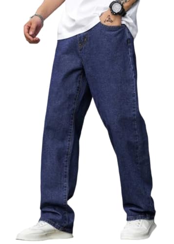 Image of Jeans for Men | Loose Fit Light Wash Denim Pants with Wide Leg Streetwear Style