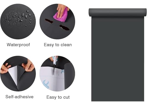 Image of HOME13 Matte Wallpaper Peel & Stick Contact Paper Decorative Self Adhesive Vinyl Wallpaper for Kitchen Cabinet Furniture Countertop Waterproof (24 x 48 inches, Dark Grey Matte Wallpaper)
