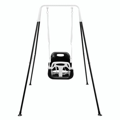 FUNLIO 3-in-1 Toddler Swing Set with 4 Sandbags, Indoor/Outdoor Baby Swing with Foldable Metal Stand, Kids Swing Set for Backyard, Clear Instructions,...