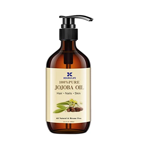 KOURUILIFE Jojoba Oil-33.8 Fl Oz（1000ml- 100% Pure and Natural - Premium Grade Oil for Skin and Hair-Cold-Pressed and Hexane-Free