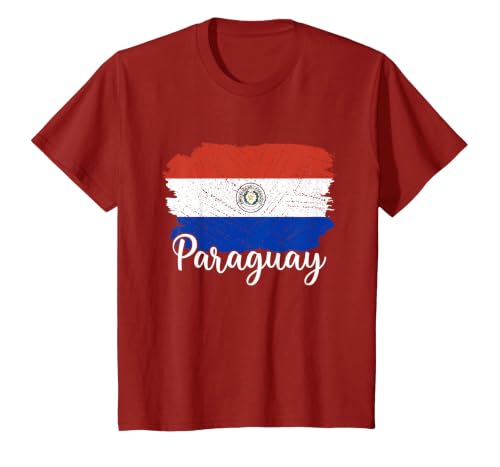 Paraguay Flag Men Women Kids Paraguay Country T-Shirt, Youth, Cranberry Red, Medium