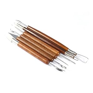 Multifunctioneel 6pcs Beeldhouwen gereedschap aardewerk houten handvat aardewerk set wax carving beeldhouwen glading polymeer shapers aardewerk klei keramische tool voor kleiaardewerk, doe-het-zelf