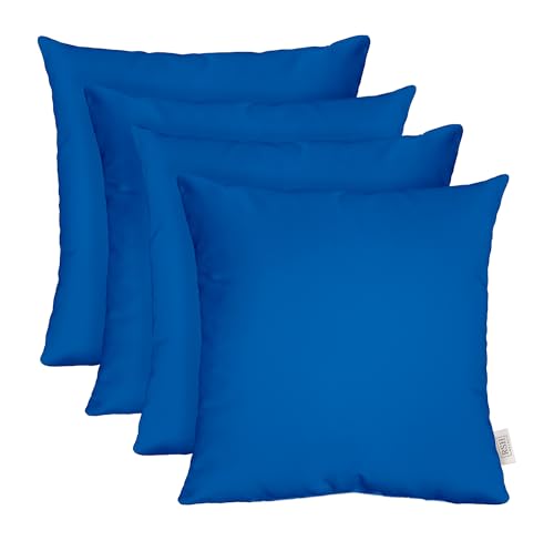 RSH DECOR: Sunbrella Square Throw Pillows Set of 4 | 17" x 17" | Water and Fade-Resistant Performance Fabric | Outdoor Pillow Covers with Down-Alternative Inserts | Canvas Pacific Blue