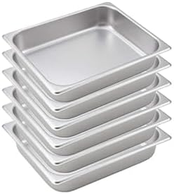Tiger Chef 6 Pack Anti-Jam Hotel Pans, Full Size 2 1/2 Inch Deep, NSF Commercial 18/8 Stainless Steel Chafing Steam Table Pan, Catering Storage Metal Food Pan