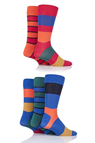 SockShop Men's Patterned Bamboo Socks, Size 7-11, Pack of 5
