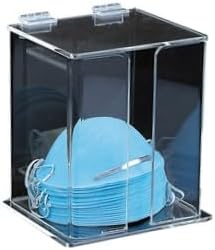 Face Mask Dispenser with Lid Clear Acrylic Molder & Earloop Mask Holder Clean Storage Organizer for Medical, School, Gym & Offices (Molder)