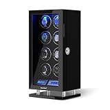 DUKWIN Caricatore per orologi automatici 3/4/6/8/9/12, con blocco delle impronte digitali con touchscreen LCD, luce LED blu, telecomando, cuscino regolabile per orologi universali, 5TPD, NLK20-012