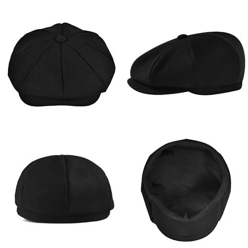Image of KUJUHA Wool Newsboy Cap for Men Flat Irish Cabbie Ivy Gatsby Newsboy Driving Hat Hunting Cap