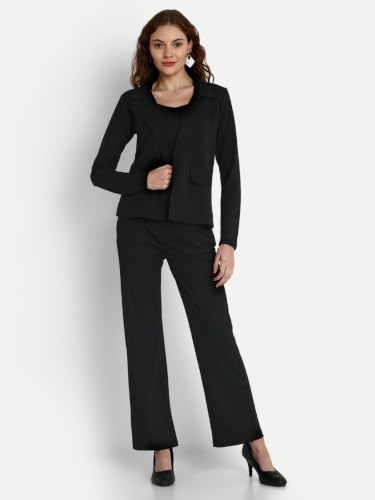 Image of GRECIILOOKS Co-ord Set for Women - Stylish Casual 3 Piece Blazer Set | Trendy Travel & Streetwear Look for Girls & Woman | Office Wear | Formal | Classic Collar Full Sleeve Blazer
