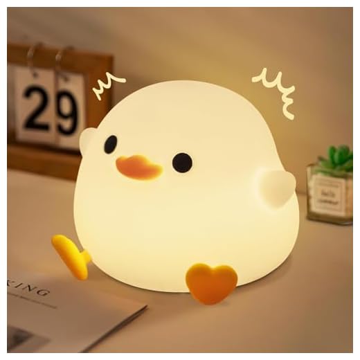 FAMIDUO Luz Nocturna Infantil, DoDo Pato Lampara Bebe Noche Silicona,USB Recargable LED Táctil Lámpara,Brillo Ajustable y Temporizador luz bebe nocturna,Regalos de Cumpleaños Navidad para niños/bebés