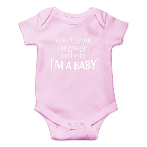 Image of Watch Your Language A-hole I'm A Baby - Funny Baby Essentials Bodysuit - Newborn Boy Clothes