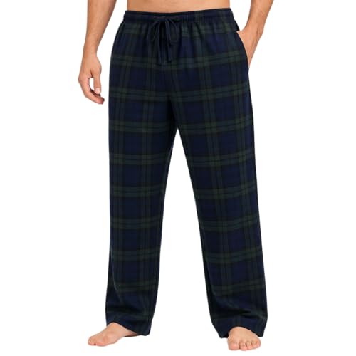 Consejos para Comprar Pantalones de pijama para Hombre que Puedes Comprar On-line. 45 Pantalones de Dormir a Cuadros para Hombre 100% Algodón Tejido Suave Pijama de Franela con Corte Recto Bolsillos y Cintura Ideal para Casa Descanso y Hogar (Cuadros en verde y...