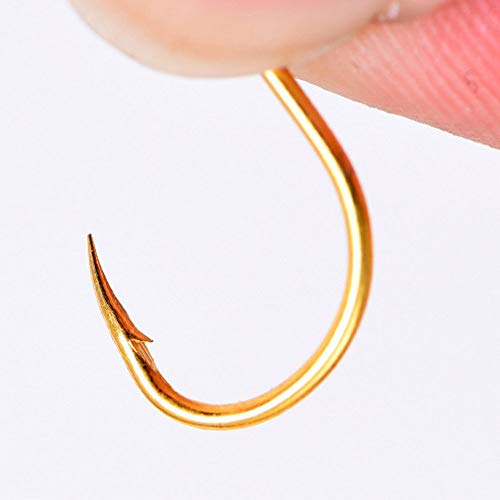 Wetest Upgraded Fishing Hooks Set High Carbon Steel Jig Bait Sharp Fish Hook Gold - Thumbnail 3
