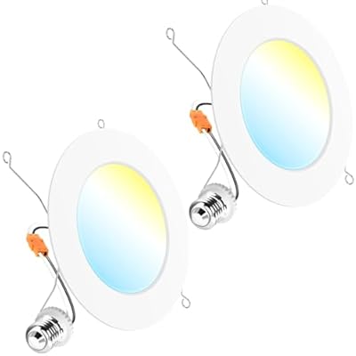 Sunco Retrofit LED Recessed Lighting 6 Inch, Can Lights for Ceiling, 1200 LM, 15W, Selectable CCT 2700K/3000K/4000K/5000K/6000K, Dimmable, Ultra Thin Flat Light Fixture UL 2 Pack.