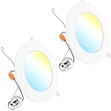Sunco Retrofit LED Recessed Lighting 6 Inch, Can Lights for Ceiling, 1200 LM, 15W, Selectable CCT 2700K/3000K/4000K/5000K/6000K, Dimmable, Ultra Thin Flat Light Fixture UL 2 Pack.