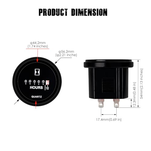HonorMeet Mechanischer Betriebsstundenzähler, AC110V bis 250V, Stundenprotokoll für die Wartung, wasserdichtes Design für Rasenmäher, Traktor, Kompressor, Boot, Marine, Jetski (AC110V-250V)