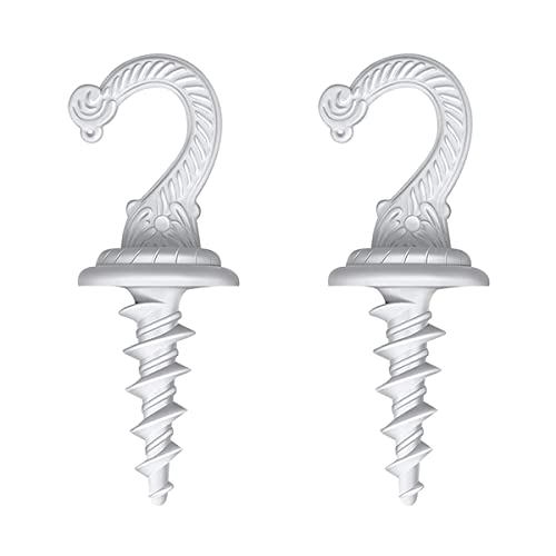 OBSTKUCHEN Swag Ceiling Hooks Wall Hook Heavy Duty Swag Hook Driller Hook Indoor Outdoor for Hanging Plants Chandelier etc. (2, White)