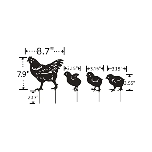 Rannyozio Metal Stake Chicken Decorative Garden Stakes Black Small Chicken Silhouette Garden Statues For Yard Outdoor Lawn Patios Garden Decoration,Set Of 4 #TOP1
