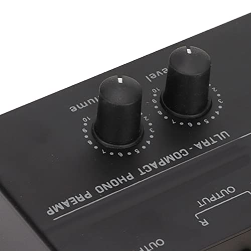 Preamplificador de bajo Ruido, Fácil de Usar con Ajuste de Ganancia, Salida de 2 V, Preamplificador de Tocadiscos Sensible para Tocadiscos, Negro, Preamplificador Phono (Enchufe
