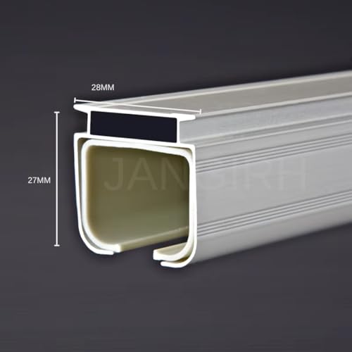 Image of Jangirh Jambo Silent Curtain Channel Size 6 Feet for Windows /Door /Office Wall Fit, Complete Set with Runners, Hooks, End Caps, Wall Brackets, Screws & Wall Plugs, White inch (6 FEET)
