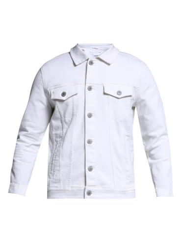 Image of JACK & JONES Men's Spread Collar Cotton Standard Length Washed Denim Jacket