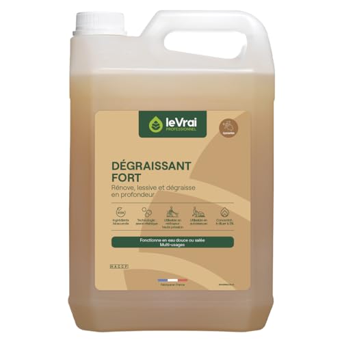 LE VRAI PROFESSIONNEL - Dégraissant Fort Multi-Usages - Entretien Sols - Autolaveuse/Nettoyeur Haute Pression - Apte au Contact Alimentaire - Senteur Pin des...