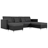  vidaXL Sofá Cama Extensible de 4 plazas de Piel sintética, Color Negro