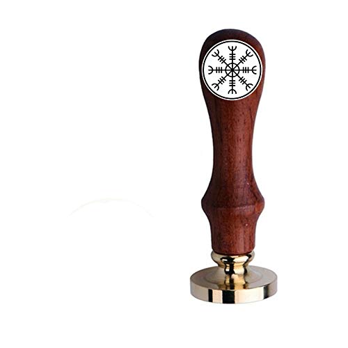 Kooer Viking Rune Helm of Awe Wax Seal Stamp Sealing Wax Stamp Wedding Invitation (Helm of Awe-Seal with Handle)