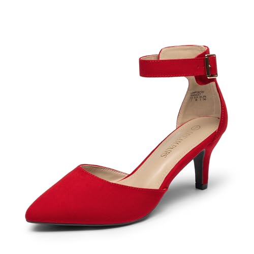 Image of DREAM PAIRS Women's Kitten Heels Ankle Strap Pumps