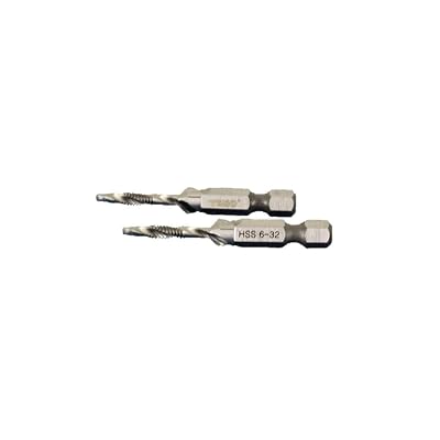 TMAX 2 pc 6-32 Combination Drill and Tap Multi Use Deburr Countersink Hex Bit